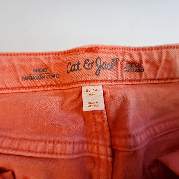 Cat & Jack Coral Orange Womens Size  XL (14) High-Rise Frayed Hem Denim Shorts - Picture 9 of 11